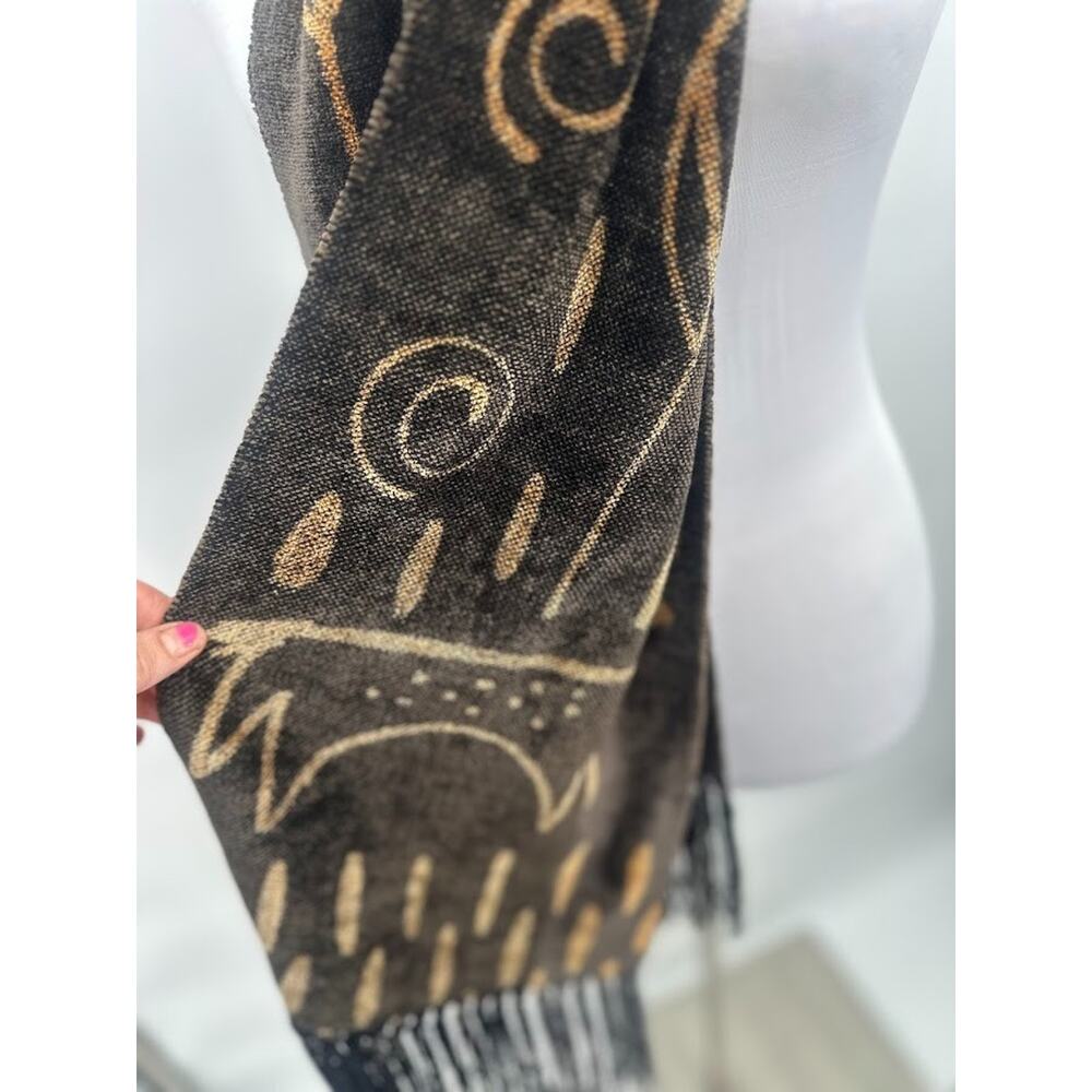 Maude Andrade Handwoven Elegance Artisian Tribal Folk Fringe Chenille Scarf 74"L - Picture 7 of 8
